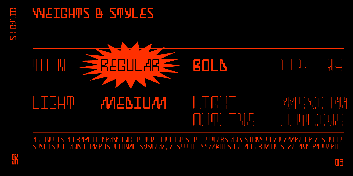 SK Cynic Light Outline Font preview